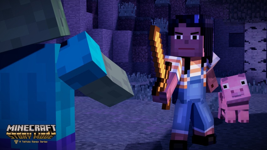 Fending off zombies, a classic Minecraft situation