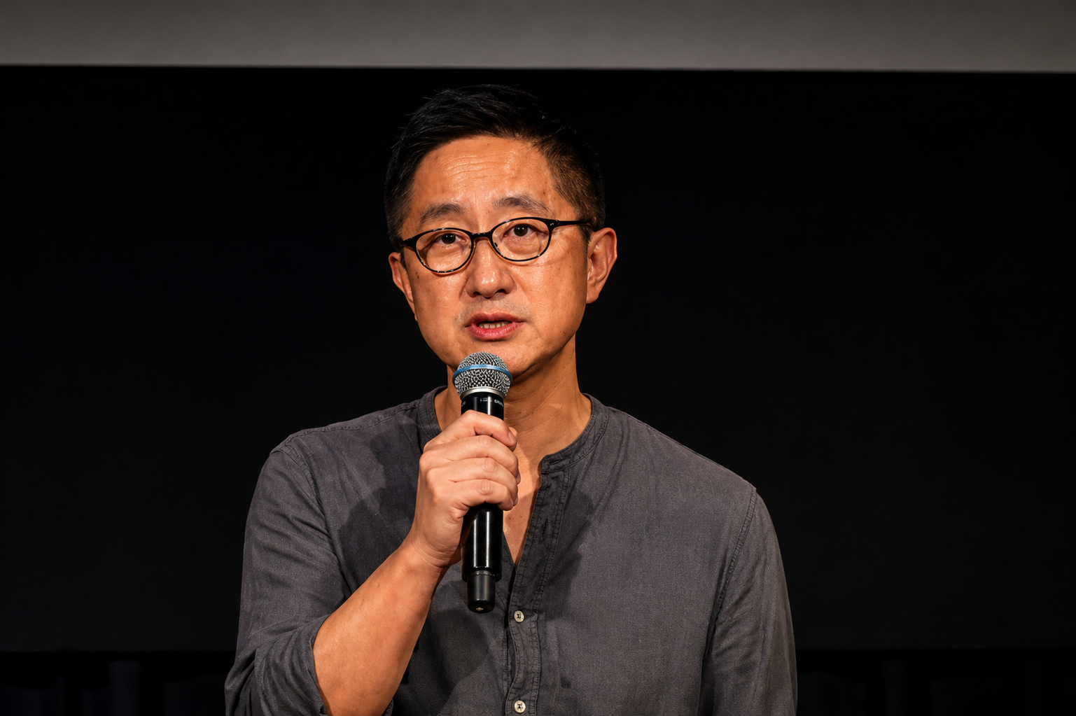TikTok Never Dies director Hao Wu speaking at the 2026 Tribeca Festival