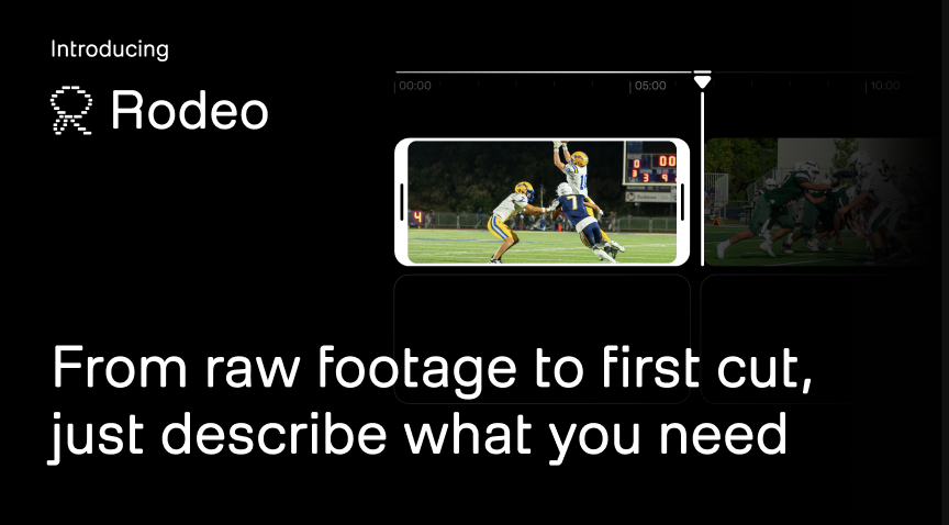 The Rodeo interface assembling video clips from a footage library.