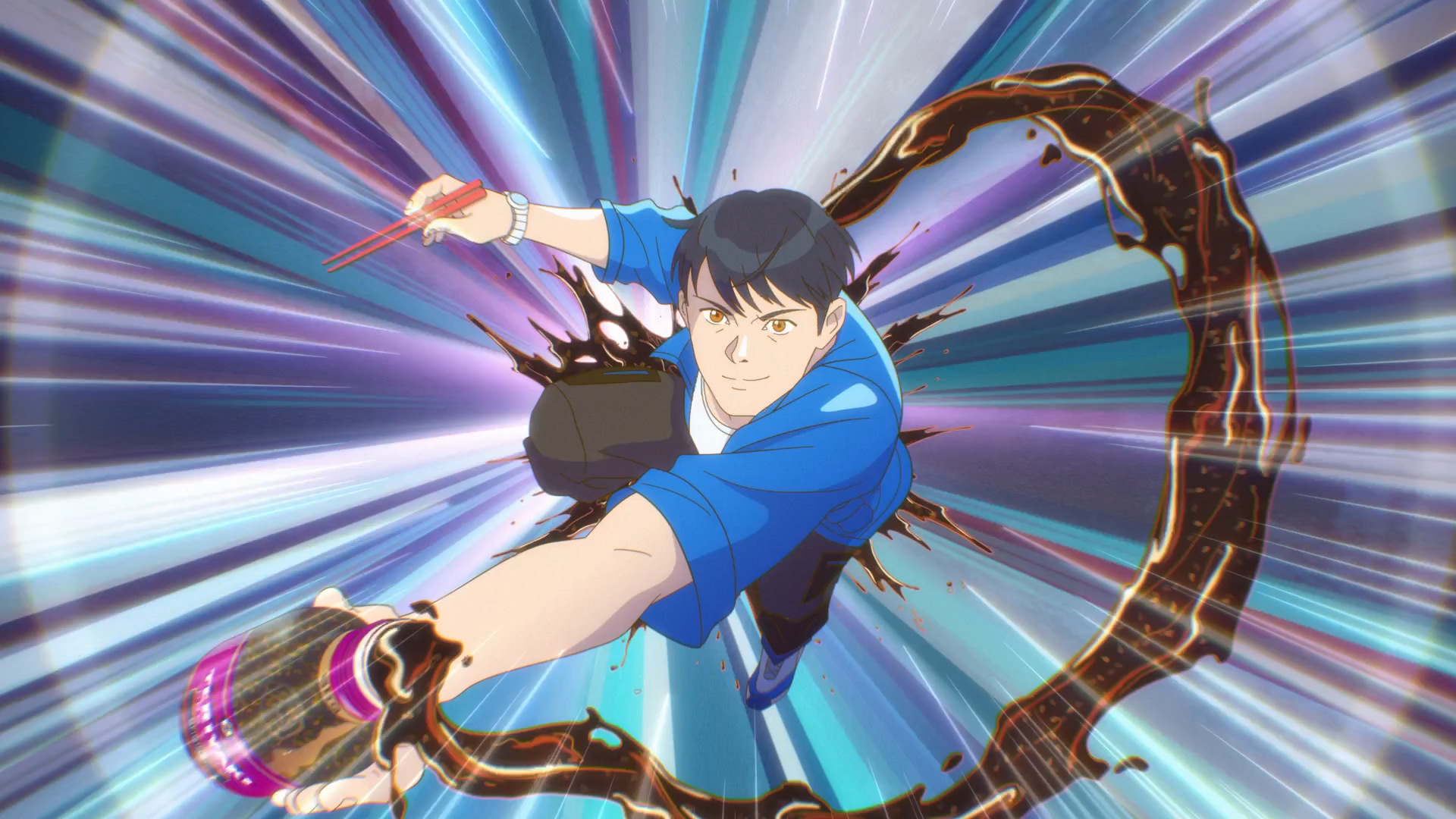 Anime-styled frame from Hornet and Clubcamping's Kikkoman teriyaki campaign.