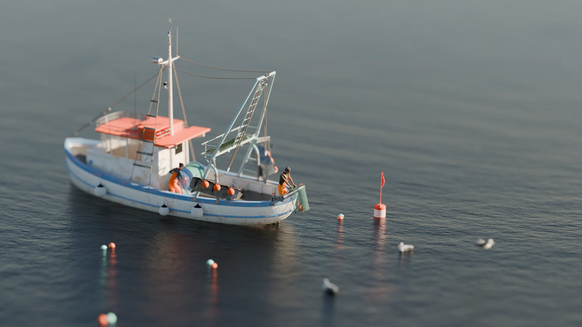 Frame from Maritime Connected, an animated film by Distant Future Animation Studio.