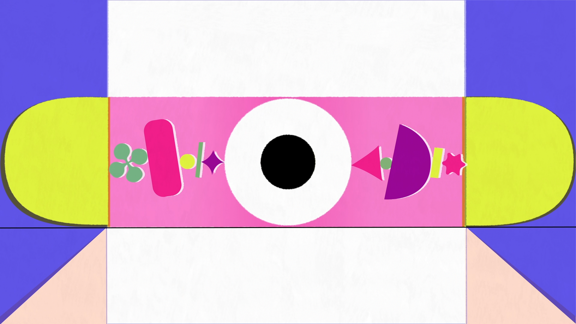 A single eye sits inside bright geometric shapes in OROBORO