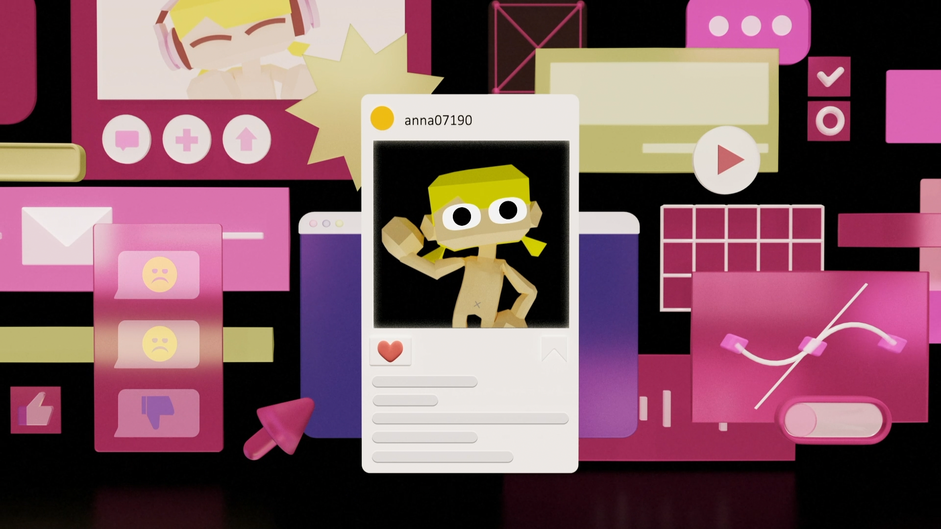 OROBORO’s character appears among layers of social media windows